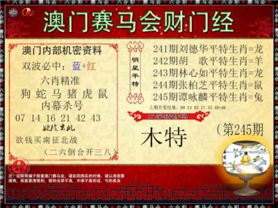 财门经第2026245期资料图片