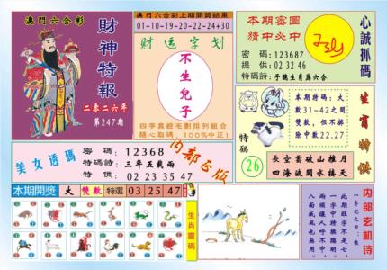 财神特报第2026247期资料图片